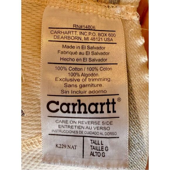 Carhartt Tall Spell Out Waffle Knit Base Layer Cream Thermal Long Johns Large - Picture 4 of 10